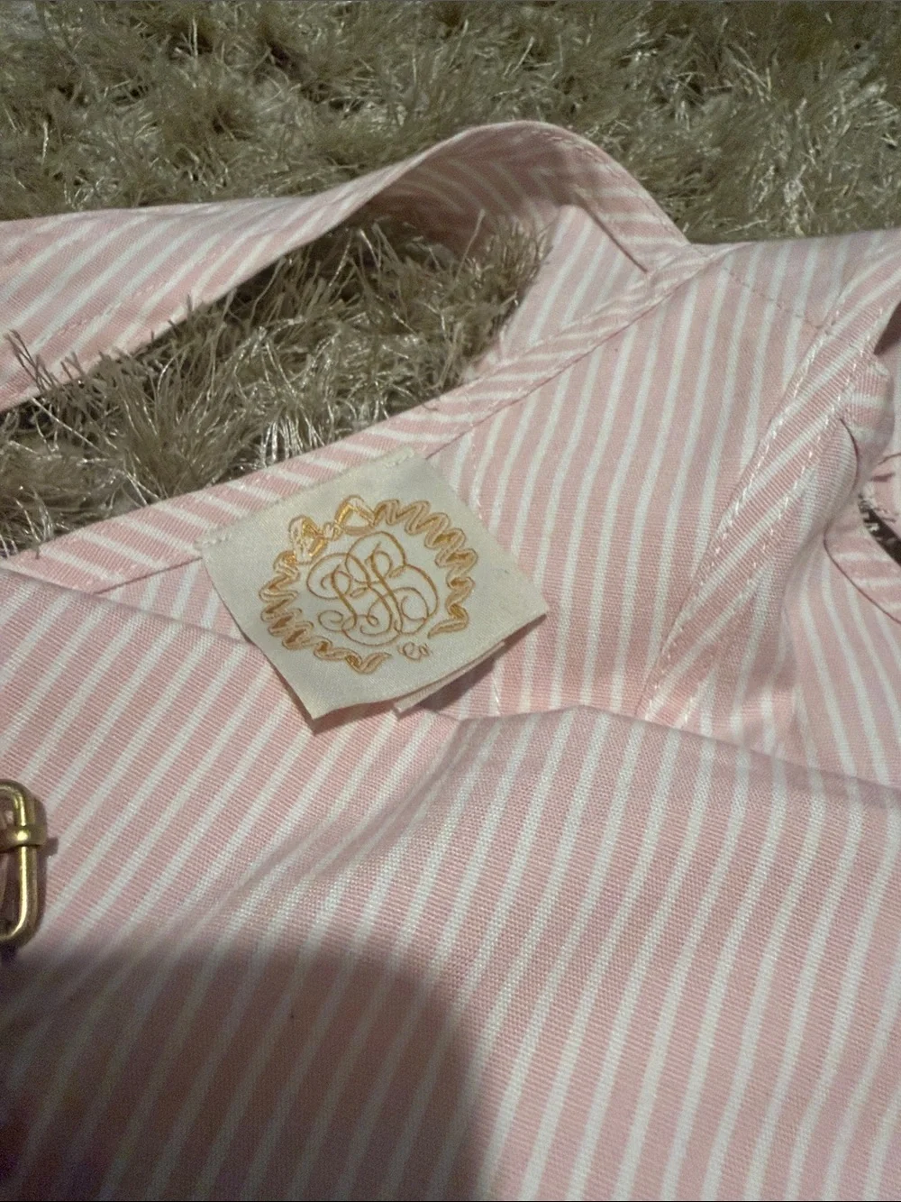 The Beaufort Bonnet Company Pink & White Striped Shortalls